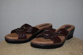 Womens MINNETONKAS Grandby Slides/Sandals​/Shoes 10 Brown Leather 