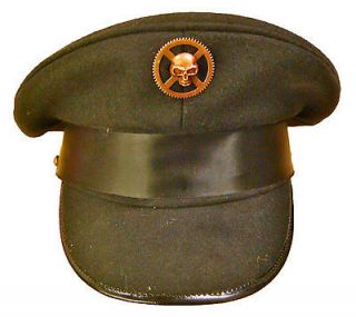 SteamPunk SDL woolen military hat with rustic copper clock skull and 