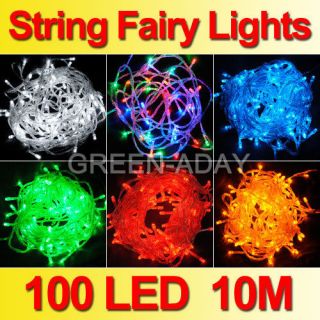   100 LED Fairy String Lights Indoor Outdoor Party Garden Christmas Tree