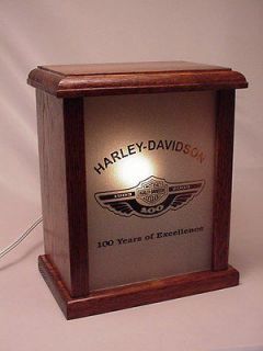   Motorcycles 100th Anniversary Etched Glass Light Box Oak Crafted