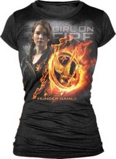The Hunger Games Girl on Fire Mockingjay Juniors Black T Shirt