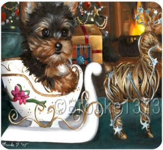 Yorkshire Terrier Christmas mouse pad YORKIE puppy original dog ART