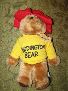 vtg paddington bear doll yellow sweatshirt red hat w tag