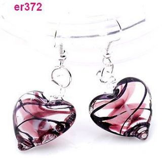 Fashion Murano Lampwork Art Glass heart Beaded Earring dangle er372