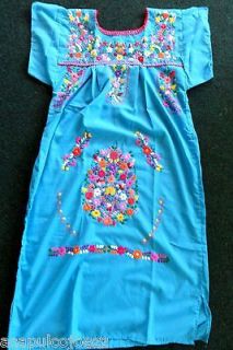 Vintage Oaxacan Mexican Embroidered Peasant Dress Boho Hippie Charro 