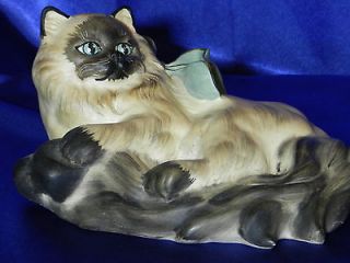 Siamese Cat Figurine, Made in Italy, Stonelite by Prof. Bessi