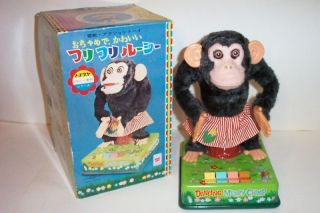   BATTERY OPERATED DANCING MERRY CHIMP JOLLY MUSICAL MONKEY MIB JAPAN