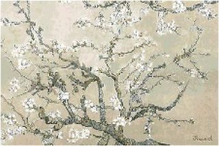 Van Gogh Almond Tree Branches in Bloom Counted Cross Stitch Pattern 