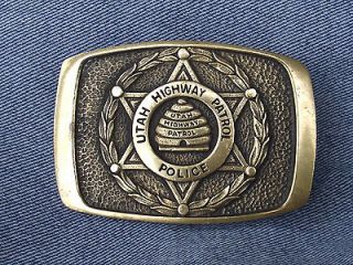 Vtg 50th Anniversary UTAH Highway Patrol Police Buckle Works Brass 