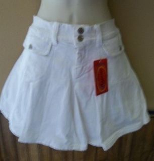 Milly Jeans white jean cotton A line mini skirt w/twin belts 5/6 NWT