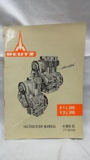Original Deutz Diesel Engine F 1 L 310 F 2L 310 Instruction Manual 