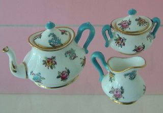   ENGLISH CROWN STAFFORDSHIRE Miniature Porcelain 5 pc Tea Set A+