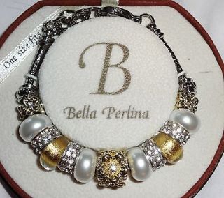 Bella Perlina Bracelet, yellow, white, crystals, silver, gold One size 
