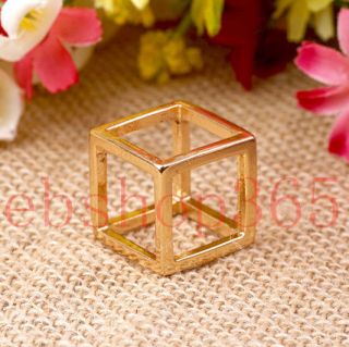 Punk Colorful Charm 3D Hollow Cube Box Square Geometric Cage Knuckle 