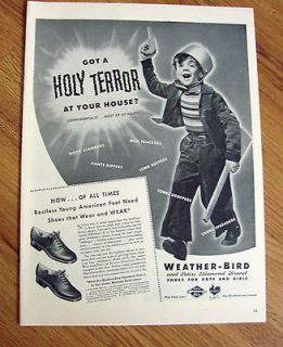 1943 Weather Bird Shoes Ad Got A Holy Terror at Your House