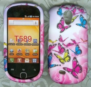 rose butterfly rubberized T Mobile SAMSUNG T589 Gravity SMART Phone 