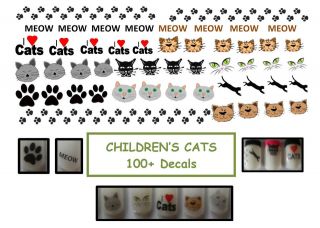 80 100 CHILDRENS CATS / DOGS / HORSES FINGERNAIL WATER DECALS