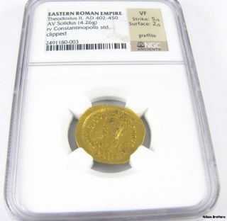 Eastern Roman Empire Theodosius II NGC Graded VF Investment AD.402 450 