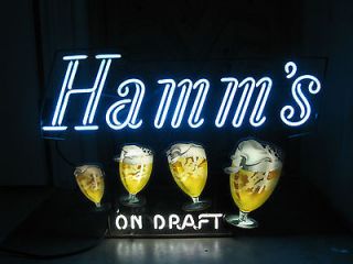 hamms goblet neon beer sign vintage original old porcelain returns