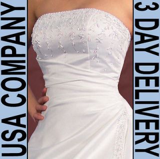Elsa Corset Strapless Beaded Wedding Dress Gown Size 06 White   Brand 