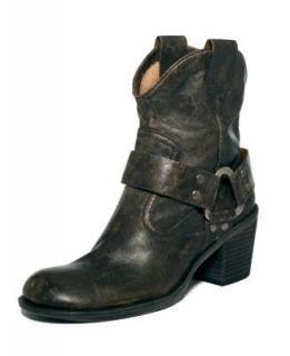 Nine West NEW Diamond Lil Black Distressed Ankle Cowboy Western Boots 