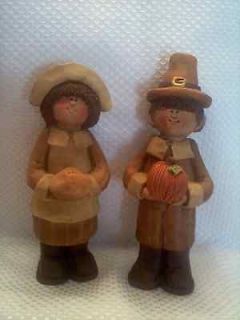 Blossom Bucket Set Pilgrims Mr & Mrs Thanksgiving Decor Resin