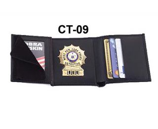Police Recessed Shield Wallet Leather Fits Full & Mini Size Badge Cut 
