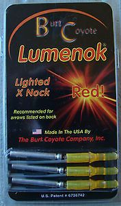 LUMENOK LIGHTED ARROW NOCKS X NOCK RED 3 PACK BURT COYOTE BOWHUNTING 