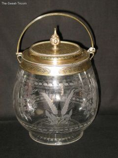 victorian silver mounted glass biscuit barrel from australia time left
