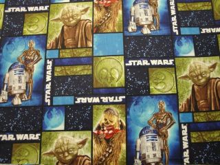   FEATURING YODA,C3PO,R2D2&CHEWBACCA CAMELOT COTTON BTY QUILTING SEWING