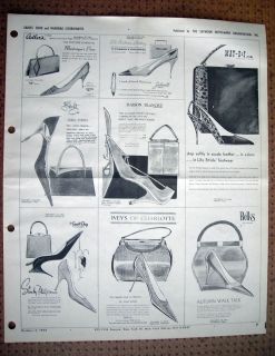 Original 1964 Shoe Fashion Advertising Sheet Handbags & Shoes Belks 