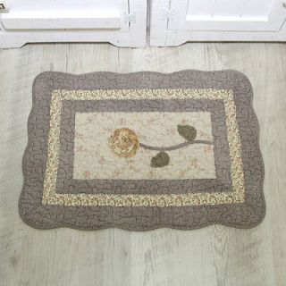 Country Brown Flower Quilted Floor Mat Rug, Door mat, Bath Mat / New