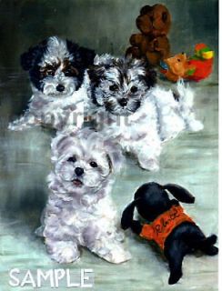 Havanese puppies dog art note cards by Roberta C dog artist