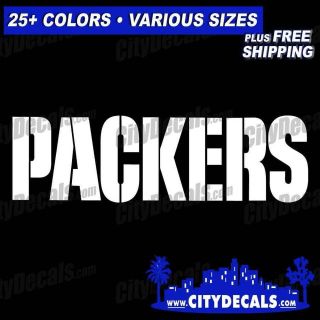   BAY PACKERS TEXT LOGO   VINYL WINDOW DECALS   VARIOUS COLORS & SIZES