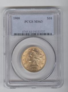1900 USA $10.00 LIBERTY GOLD PCGS GRADED MS63 BEAUTIFUL COIN L@@K RARE