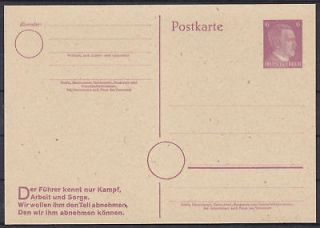 german reich ww2 hitler stationary postcard 1944 unused from germany