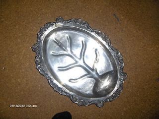 POOLE SILVER CO OLD ENGLISH PATTERN TURKEY PLATTER WITH WELL 