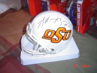 oklahoma state university cowboys adarius bowman signed mini helmet 