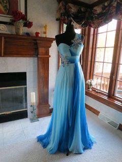 Allure Evenings A319 Turquoise Ombre Chiffon Gala Gown Dress