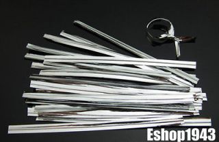   8cm) Silver Metallic Twist Ties For Cello Bag Gift pack #C61