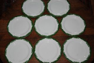 Vintage Jackson China Green Airbrushed Restaurant Ware 9 Plates EUC