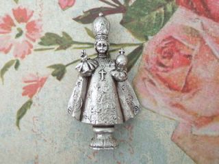 Catholic Pocket Statue INFANT JESUS OF PRAGUE Miniature 1 3/4 metal