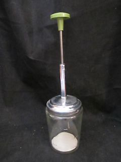 Vintage ACME Glass w Measurements Nut Chopper Stainless Blades Avocado 