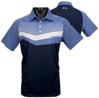100% Authentic 2012 Oakley Center Stripe Golf Polo Shirt Navy 432503 