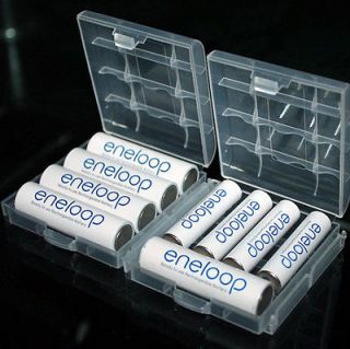 white Hard Plastic Case Holder Storage Box for AA AAA Battery