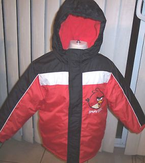 NWT Boys ANGRY BIRDS Winter Jacket Coat Parka Sz 5 Red/Black/Whit​e 