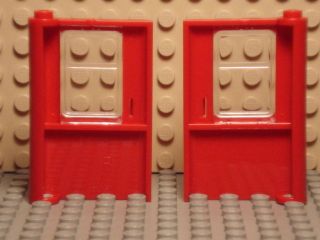 lego new left right red train doors w glass panel