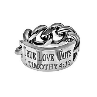 Mens Stainless Steel True Love Waits Chain Link Purity Ring for Boys
