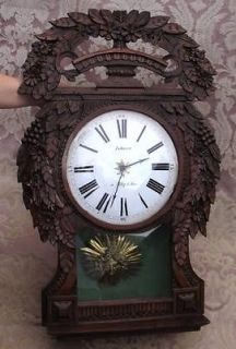 FRENCH PROVINCIAL ANTIQUE TALL CASE MORBIER CLOCK PICARDY ST.NICHOLAS