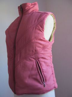 cabi pink yellow reversible puff zipped vest size m mint
